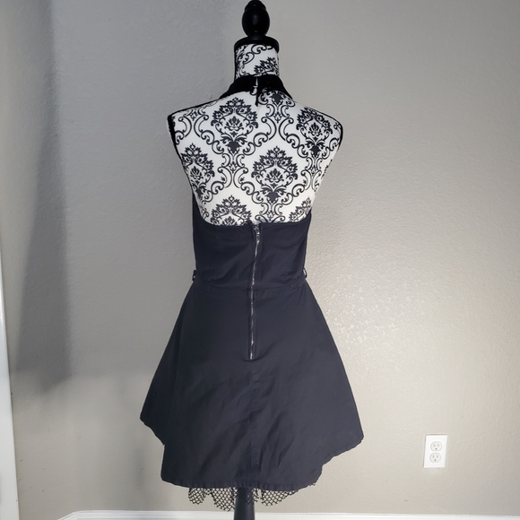 Royal Bones Black Halter Dress with Lace Detail - Picture 3 of 3